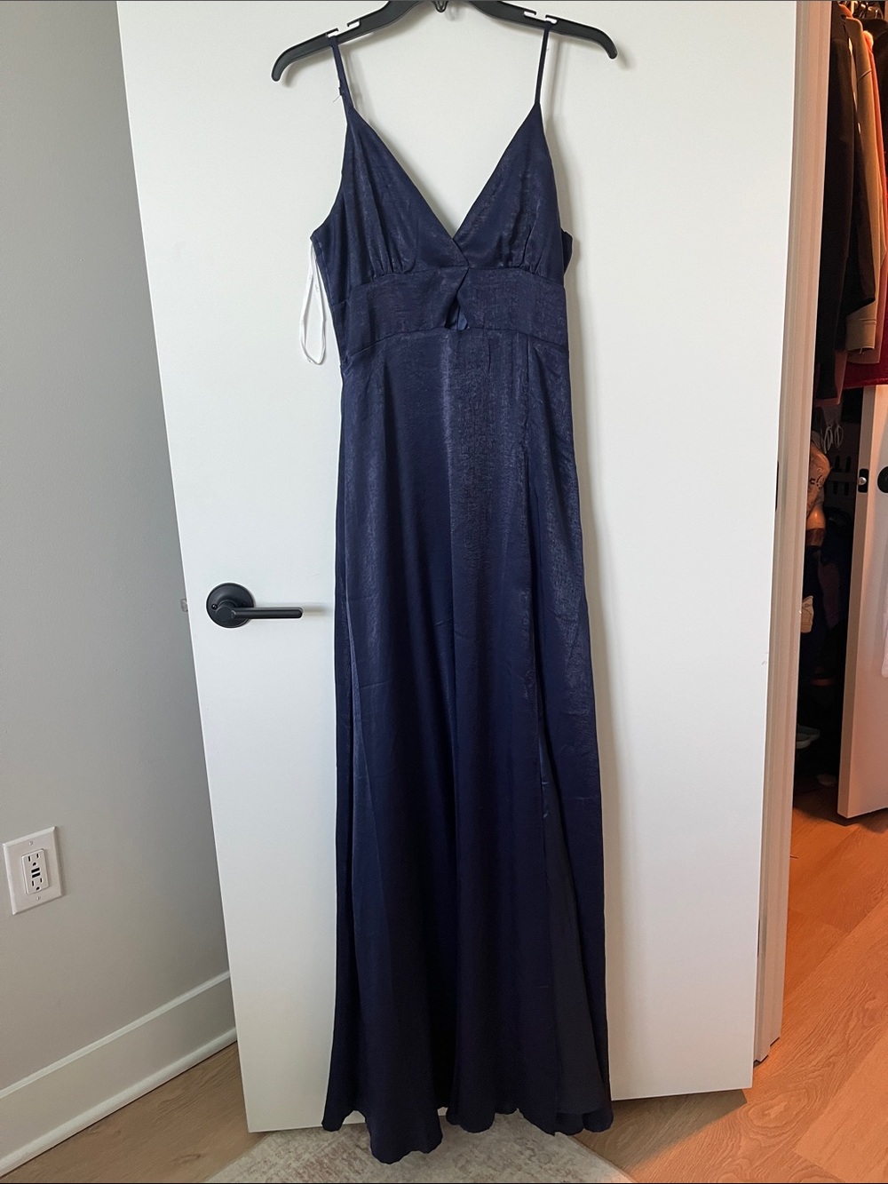 Lulu's Midnight Navy V-Neck Spaghetti Strap Maxi Dress